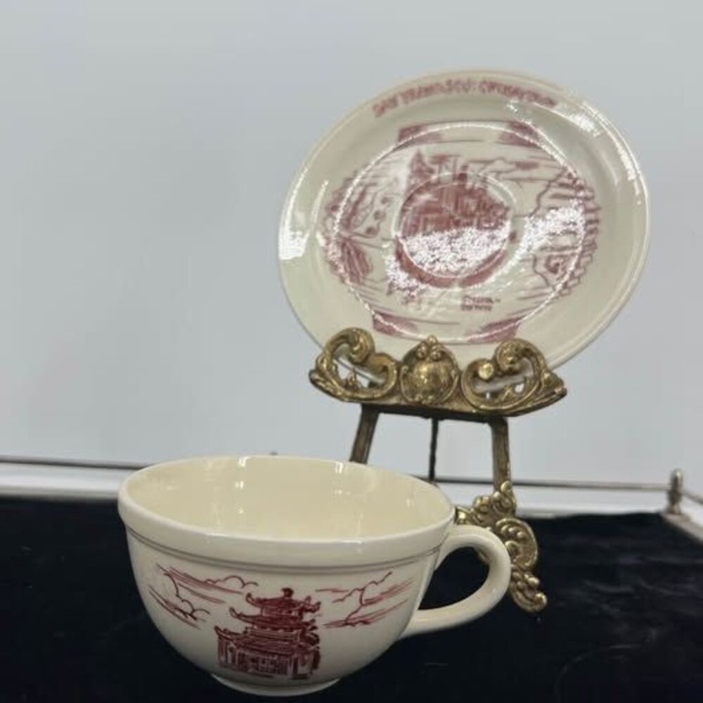 Vernon Kilns San Francisco Chinatown Souvenir Cup and Saucer Set